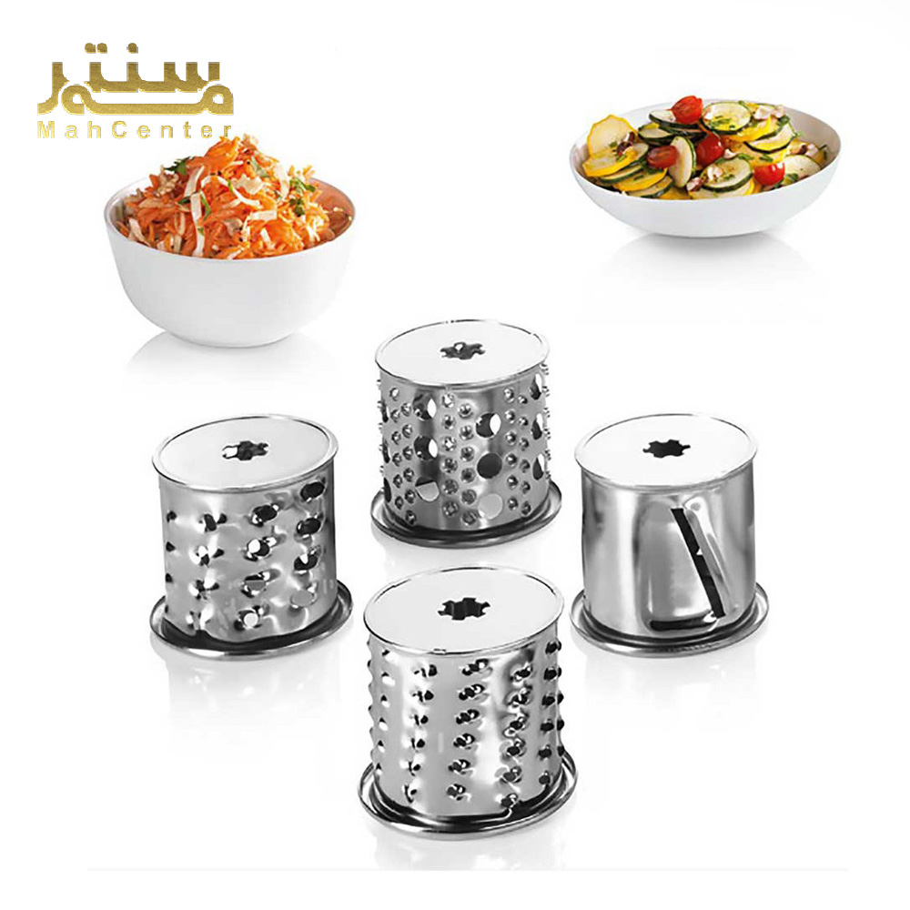 نمای نزدیک تیغه‌های استیل ضدزنگ چرخ گوشت بوش MFW68660 برای برش دقیق و باکیفیت.