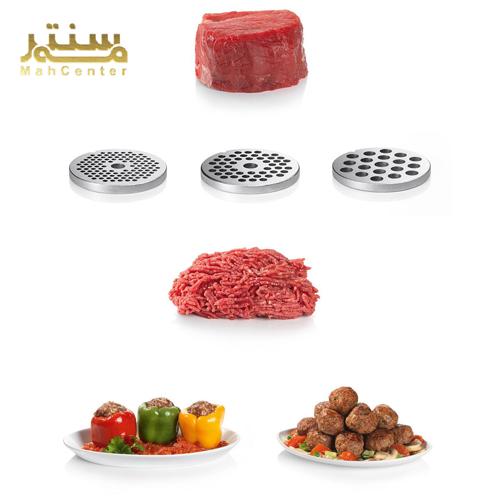 چرخ گوشت بوش MFW66020 با سینی پلاستیکی مقاوم و ظرفیت بالا برای قرارگیری مواد غذایی.