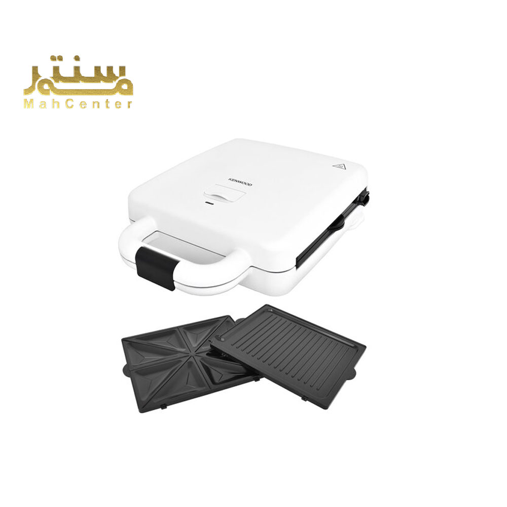 ساندویچ ساز کنوود مدل SMP94.A0 با بدنه سفید و استیل ضدزنگ، مجهز به صفحات نچسب گریل و ساندویچ ساز.