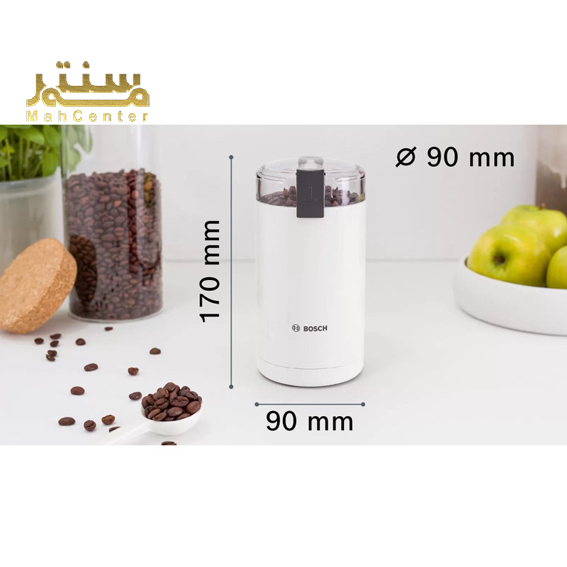 آسیاب برقی بوش مدل TSM6A011W سفید با بدنه پلاستیکی مقاوم و طراحی ارگونومیک.