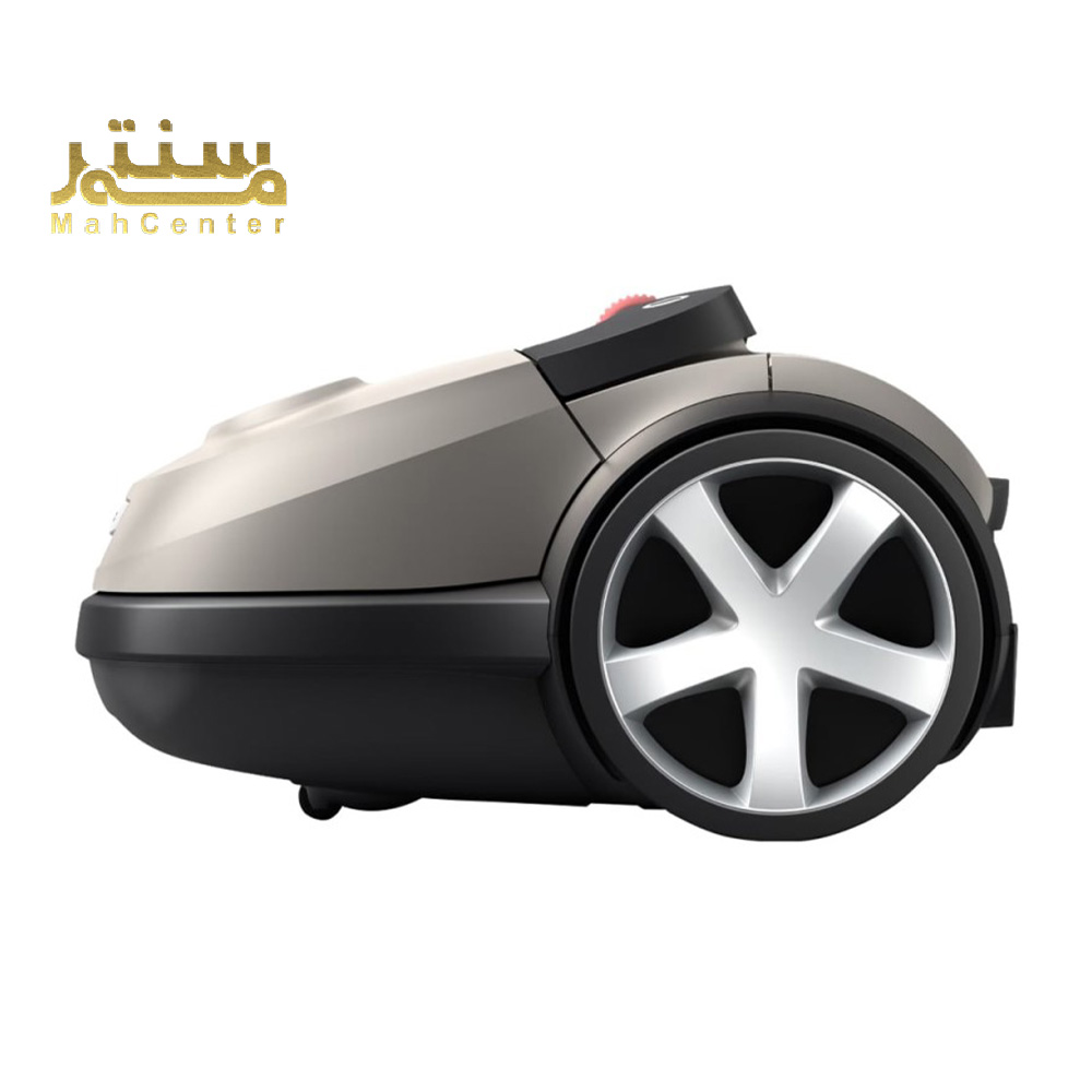 نمای نزدیک از جاروبرقی فیلیپس XD8052 با طراحی ارگونومیک خاکستری و نازل TriActive+ مجهز به LED.