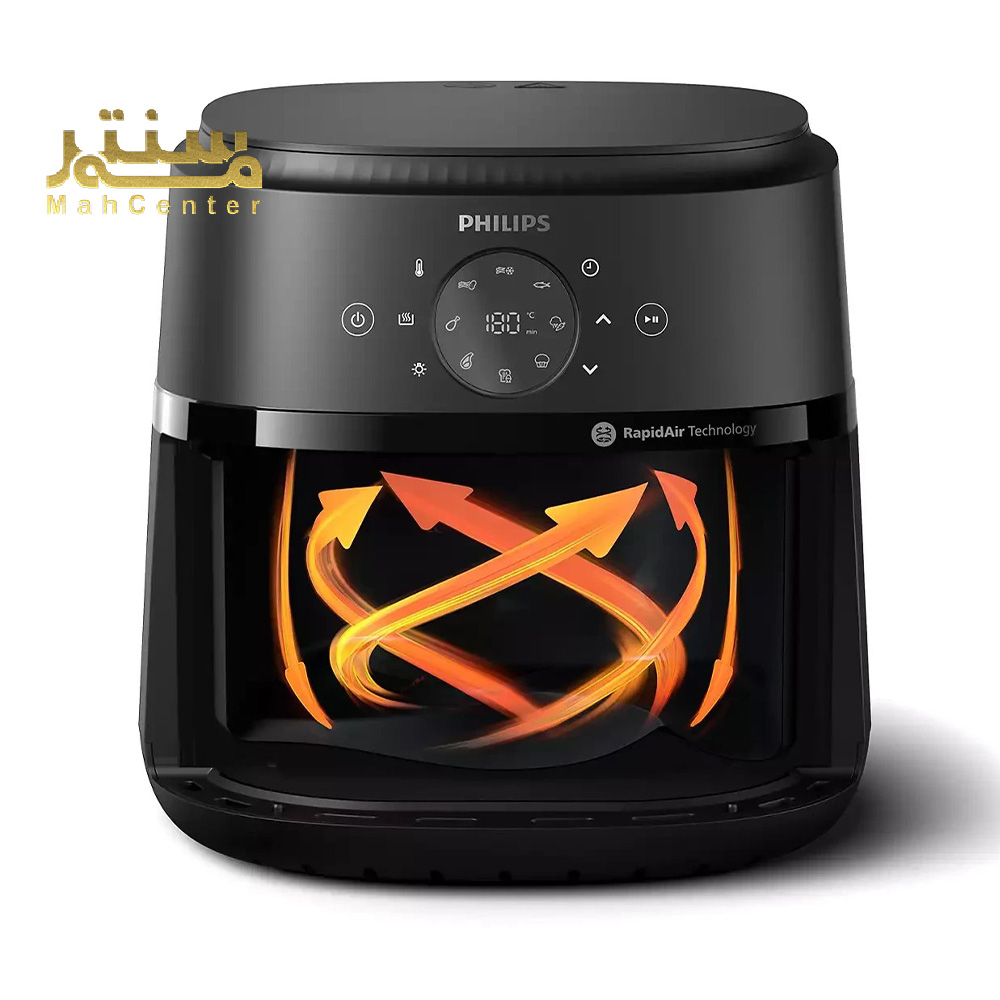 سرخ کن فیلیپس NA230 با بدنه پلاستیکی مقاوم و ضدخش، طراحی شیک مشکی برای آشپزخانه‌های امروزی.