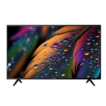 تلویزیون LED با صفحه‌نمایش رنگارنگ و پایه‌های دوتایی.