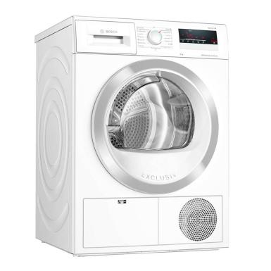 این تصویر یک ماشین لباسشویی بوش (Bosch) مدل «WTN85423ME» را نشان می‌دهد که به رنگ سفید است.