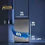 این تصویر یک یخچال ایستاده نقره ای رنگ را نشان می دهد که در یک فضای داخلی قرار گرفته است.