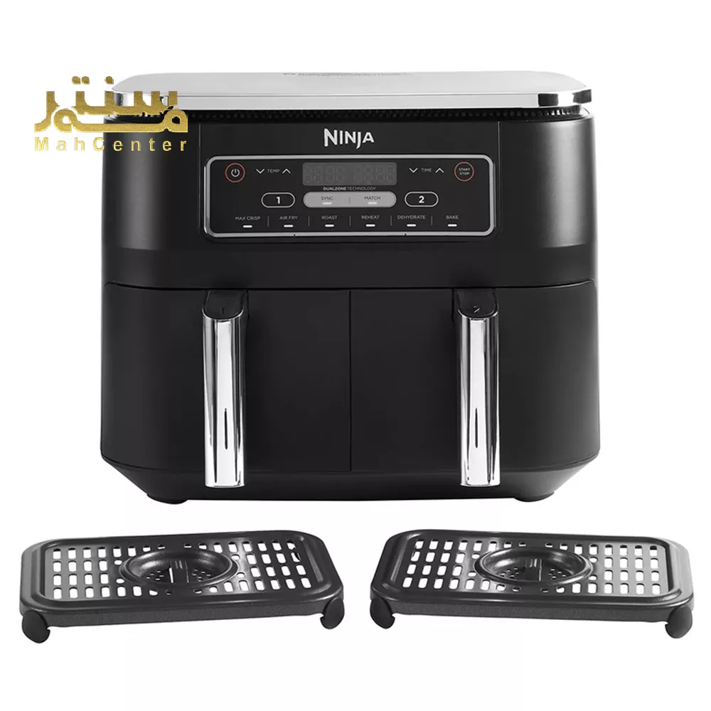 این دستگاه به رنگ مشکی است و دارای دو مخزن جداگانه برای سرخ کردن مواد غذایی مختلف است