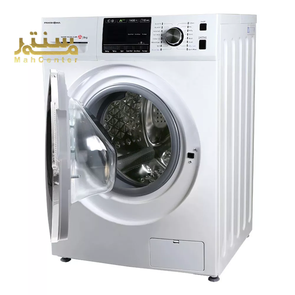 درب بزرگ ماشین لباسشویی امکان قرار دادن لباس‌های حجیم را به راحتی فراهم می‌کند.