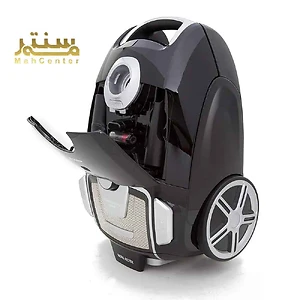 این تصویر یک جاروبرقی مشکی رنگ را نشان می دهد که توسط برند "MahCenter" ارائه شده است.