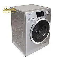 این تصویر یک ماشین لباسشویی تمام اتوماتیک دوو مدل DWK-CH820S را نشان می‌دهد که به رنگ نقره‌ای است. این دستگاه دارای ظرفیت 8 کیلوگرم و 15 برنامه شستشو است. - دوم