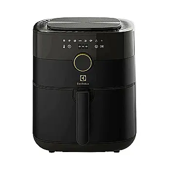 این تصویر یک فرایر هوای داغ برقی مدل Electrolux را نشان می‌دهد. این فرایر هوای داغ با طراحی مدرن و کنترل های ساده، ابزاری مفید برای آماده‌سازی غذاهای سالم و لذیذ به نظر می‌رسد.