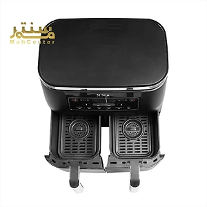 یک سرخ کن هوا Ninja Foodi Dual Zone با نام تجاری Mah Center با دو کشو که بیرون کشیده شده اند.