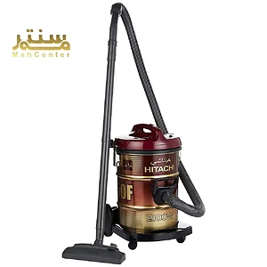 یک جاروبرقی هیتاچی CV950F24CBSWR در پس زمینه سفید نشان داده شده است. این جاروبرقی قرمز و مشکی است و دارای یک دسته، یک شلنگ و یک نازل است.