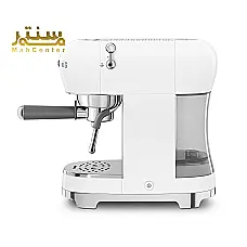 این تصویر یک دستگاه اسپرسو ساز Smeg را نشان می دهد که به رنگ سفید است. این دستگاه دارای طراحی شیک و مدرنی است و برای استفاده در خانه یا محل کار مناسب است. - دوم