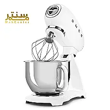تصویری از میکسر سفید رنگ Smeg با طراحی شیک و کاسه استیل ضدزنگ. - دوم