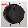 دکمه ولومی مشکی رنگ توستر تفال tl330d که داره 5 درجه برای تنظیم درجه حرارت است
