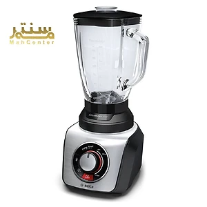 مخلوط کن بوش مدل SilentMixx Pro با پارچ شیشه ای و تنظیمات سرعت مختلف نمایش داده شده است.