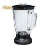 یک مخلوط کن بوش با نام تجاری Mah Center با یک پارچ شیشه ای و پایه مشکی.
