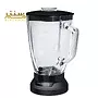 یک مخلوط کن بوش با نام تجاری Mah Center با یک پارچ شیشه ای و پایه مشکی.
