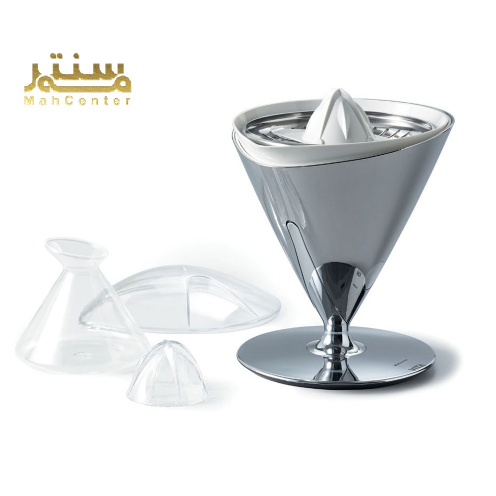 این دستگاه دارای یک مخروط چرخان و صافی است و سه قطعه جداگانه در کنار آن دیده می شود