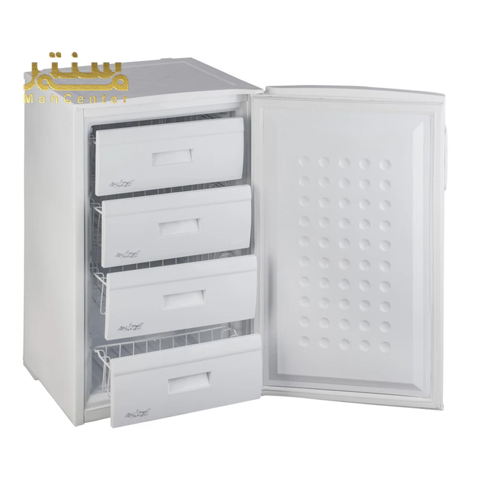 فریزر ایستاده ایستکول با درب باز و کشوهای متعدد.
