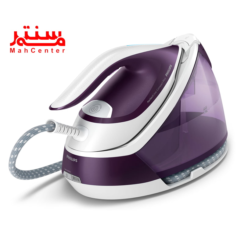 عکس اتو مخزن دار فیلیپس 7930 از کنار که دکمه روشن خاموشش مشخص است.