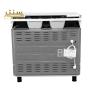 یک اجاق گاز Snowa SGC5-3102N از نمای عقب نشان داده شده است. این اجاق گاز دارای یک صفحه شیشه ای مشکی، چهار مشعل گازی و یک فر است.