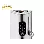 صویر به معرفی و نمایش ظاهری این مدل توستر WMF می‌پردازد و بر روی دکمه‌های کنترلی و صفحه نمایش دیجیتال آن که شامل گزینه‌های مختلف برای تنظیمات برشته کردن نان است، تمرکز دارد.