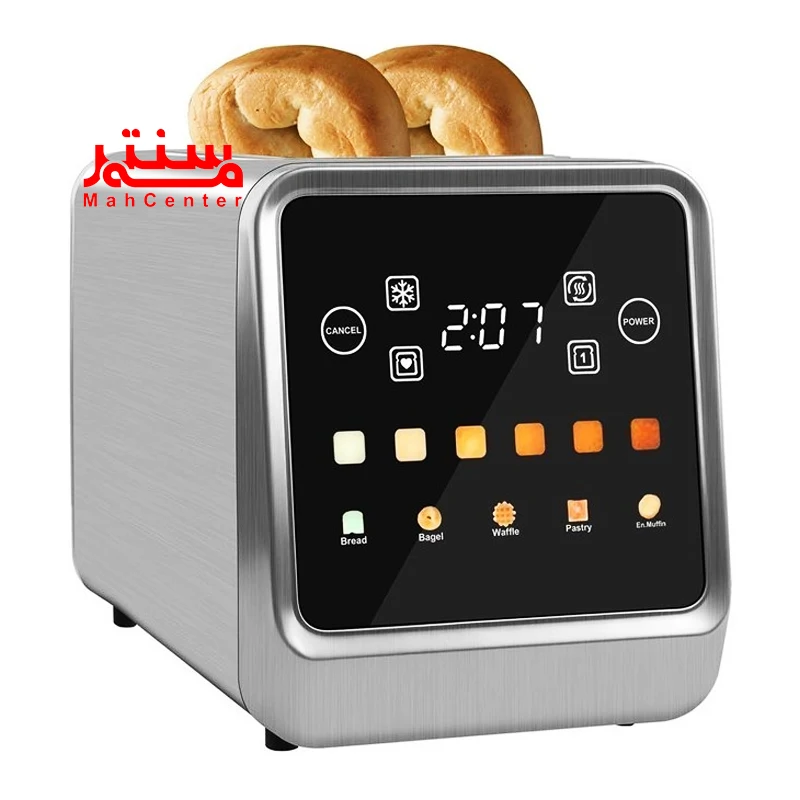 نمای نزدیک از پنل توستر نوتریکوک مدل‎nc-ts201، داخل دستگاه هم دو عدد نان قرار دارد
