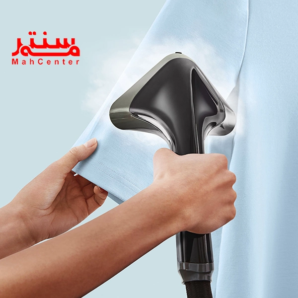 اتو کردن آستین یه پیراهن آستین کوتاه آبی با بخارگر تفال 2461
