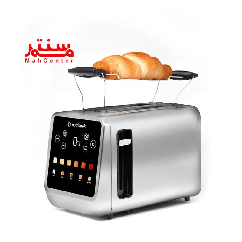توستر نوتریکوک مدل‎nc-ts201 که پایه گرم کن آن قرار داردو روی آن دو عدد مینی کروسان قرار دارد