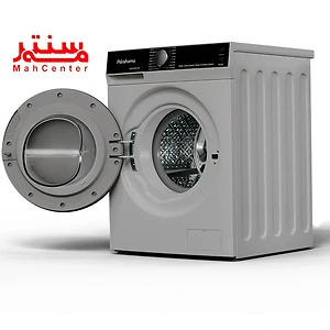 ماشین لباسشویی پاکشوما مدل l9s که به سمت چپ چرخیده شده و بدنه آن از سمت راست مشخص است.