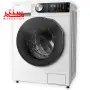 ماشین لباسشویی پاکشوما مدل bwf-40127iwt با پنل مشکی که کمی به سمت چپ مایل شده است.
