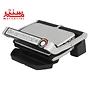 گریل تفال gc712d28 که در آن بسته و به سمت چپ مایل شده روی دسته آن تمام دکمه های کنترل قرار دارد.