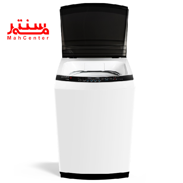 ماشین لباسشویی پاکشوما مدل 1201w که درب آن رو به بالا و رنگ مشکی است