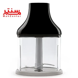 ظرف خردکن گوشت کوب برقی اسمگ مدل hbf03 مشکی که تیغه آن هم داخل دستگاه قرار دارد