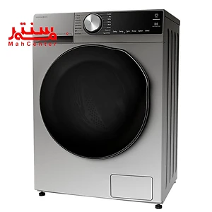 ماشین لباسشویی پاکشوما مدل 40127ist با پنل مشکی که کمی به سمت چپ مایل شده است.