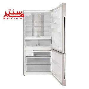 یخچال فریزر پایین 28 فوت دیپوینت boss pro s که درب یخچال و فریزر آن باز است و تمام طبقات داخلی آن مشخص است.