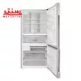 یخچال فریزر پایین 28 فوت دیپوینت boss pro s که درب یخچال و فریزر آن باز است و تمام طبقات داخلی آن مشخص است.