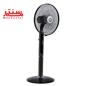 پنکه ایستاده تولیپس مدل sf406r که به سمت راست مایل است و بدنه آن از سمت چپ مشخص است.