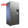 یخچال فریزر پایین دوو مدل bmi-30ss که به سمت راست خریده و ابعاد آن در کنارش نوشته شده.