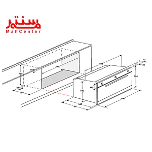 طراحی سه بعدی فر گازی توکار آریستون مدل mhg 21 ix که تمام جزئیات و ابعاد نصب آن در طراحی مشخص شده است.