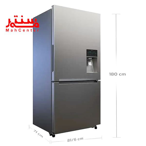 یخچال فریزر پایین دوو مدل bmi-30ss که به سمت راست خریده و ابعاد آن در کنارش نوشته شده.