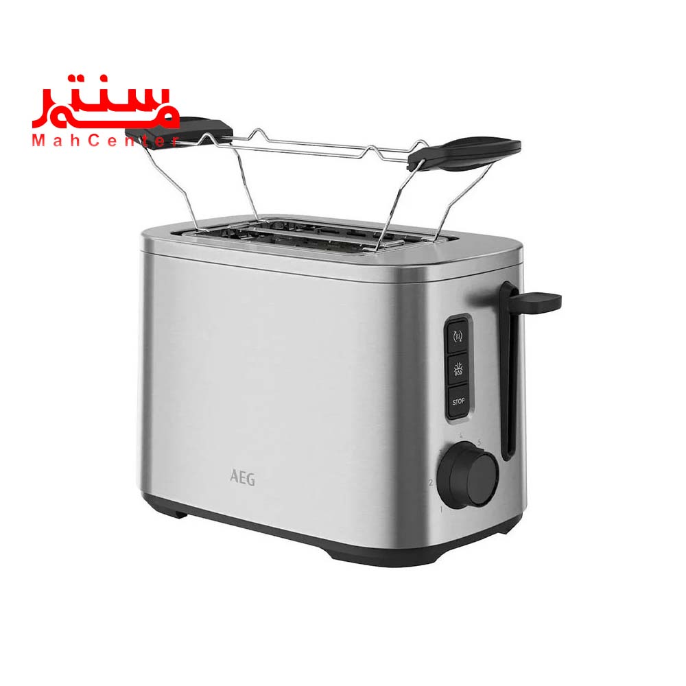 نمای کناری و اهرم جای گذاری نان توستر آاگ مدل aeg-t-5-1-4-st