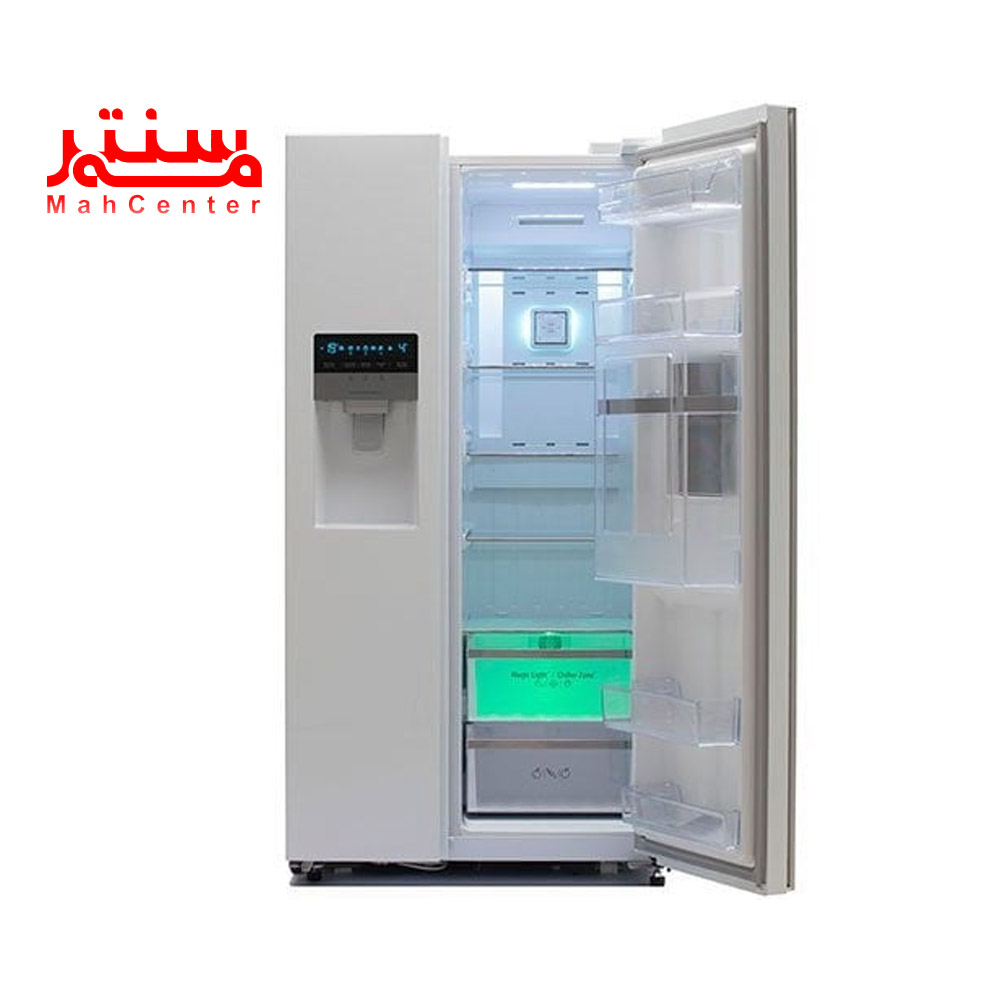 تصویری از نمای داخلی یخچال ساید بای ساید اسنوا سری هایپر 27 فوت مدل s2di-s110-w