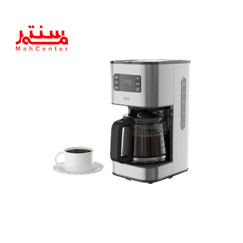 نمای کناری و قوری و فنجان پر از قهوه  قهوه ساز آاگ مدل cm5-1-6st