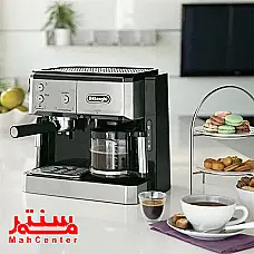 تصویری از اسپرسوساز با قوری مدرج و رنگ مشکی و نقره ای - دوم