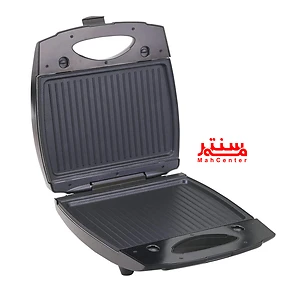 ساندویچ‌ساز بلک اند دکر TS4080 با بدنه مشکی و نقره‌ای، مجهز به صفحات نچسب تفلون برای تهیه 8 ساندویچ مثلثی.