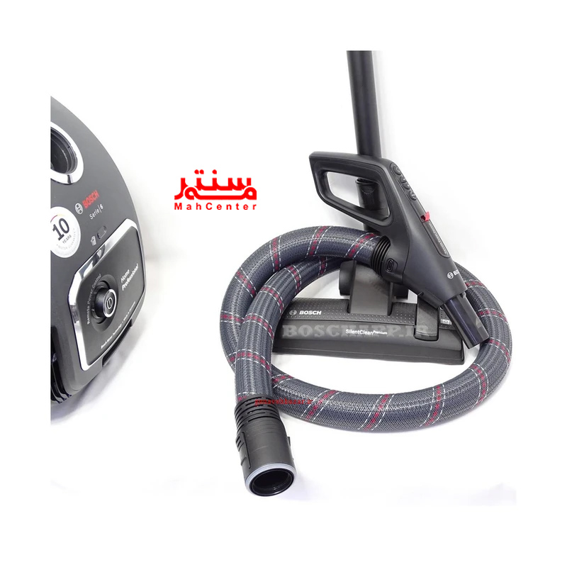 جاروبرقی بوش مدل BGL6PRO1 با طراحی شیک خاکستری و بدنه مقاوم پلاستیکی، مناسب برای نظافت عمیق منزل.