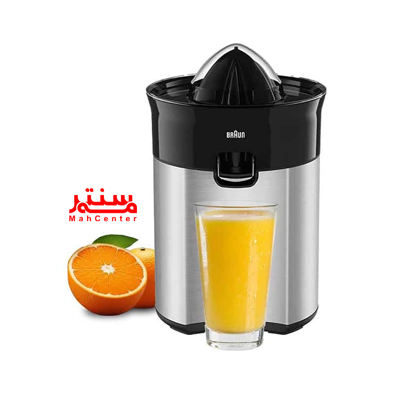 آب مرکبات‌گیری براون مدل CJ3050 با بدنه پلاستیکی سفید و طراحی ارگونومیک، مناسب برای آب‌گیری انواع مرکبات.