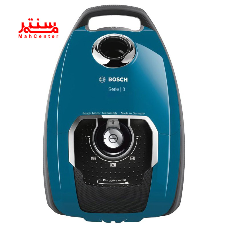 نمای نزدیک از پنل کنترل جاروبرقی بوش مدل bgl81800 با ولوم تنظیم مکش.